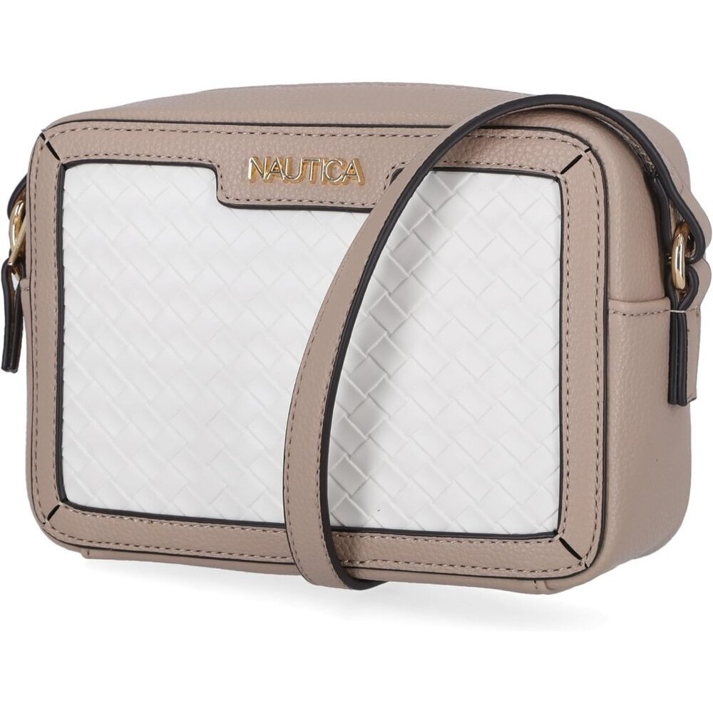 Women's Cream PU Leather Candid Camera Adjustable Shoulder Strap Crossbody Bag